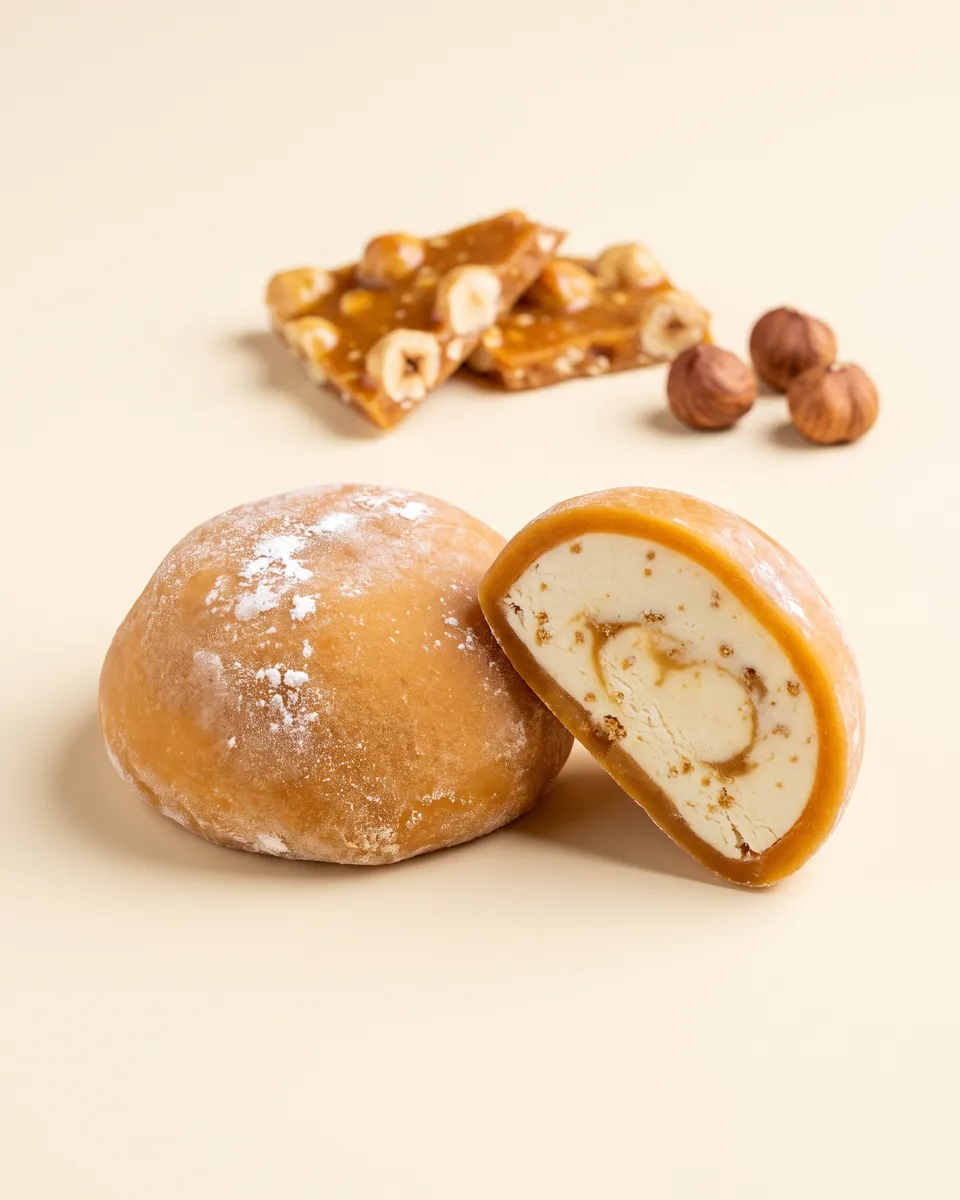 Jumbo Crocan mochi, whole and cut open